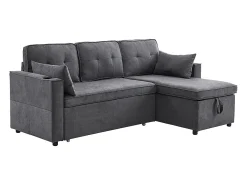 Sale KOMHTOM Sofás com função de dormir, sofás em L, móveis estofados, sofás, espreguiçadeiras com porta-copos, Preto