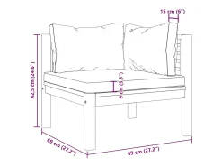 vidaxl Sofás de canto 2pcs c/ almofadões -escuro acácia maciça^ Sofá