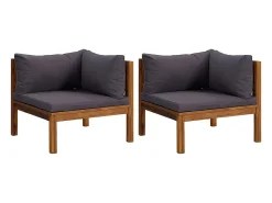 vidaxl Sofás de canto 2pcs c/ almofadões -escuro acácia maciça^ Sofá