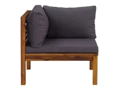 vidaxl Sofás de canto 2pcs c/ almofadões -escuro acácia maciça^ Sofá