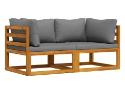 Sofá|vidaxl Sofás de canto seccionais c/ almofadões 2 pcs -escuro Cinzento