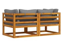 Sofá|vidaxl Sofás de canto seccionais c/ almofadões 2 pcs -escuro Cinzento