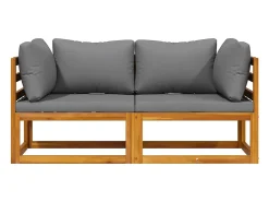 Sofá|vidaxl Sofás de canto seccionais c/ almofadões 2 pcs -escuro Cinzento