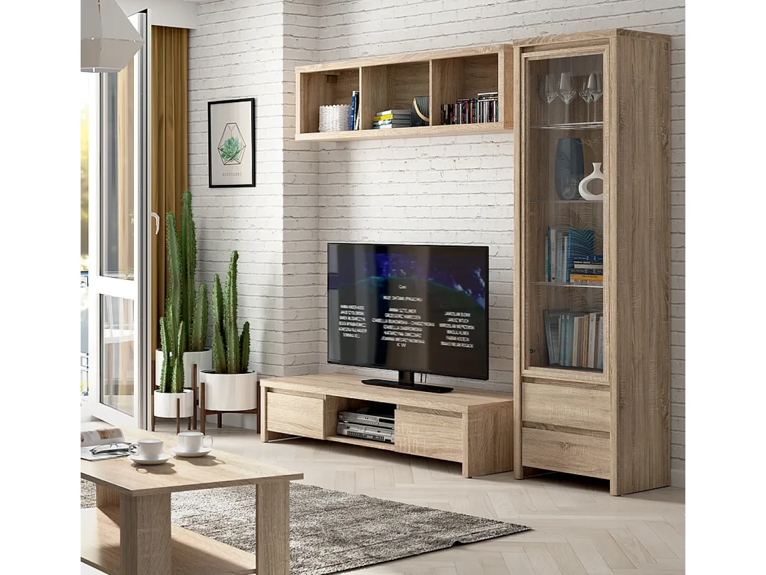 Outlet Petits-Meubles Soren Wood Armário expositor de 1 porta e 2 gavetas Natural claro