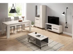 Skraut Home Stand TV 110 2 gavetas + 1 porta,modelo KAI, estrutura de cor carvalho, porta cor . Cinzento