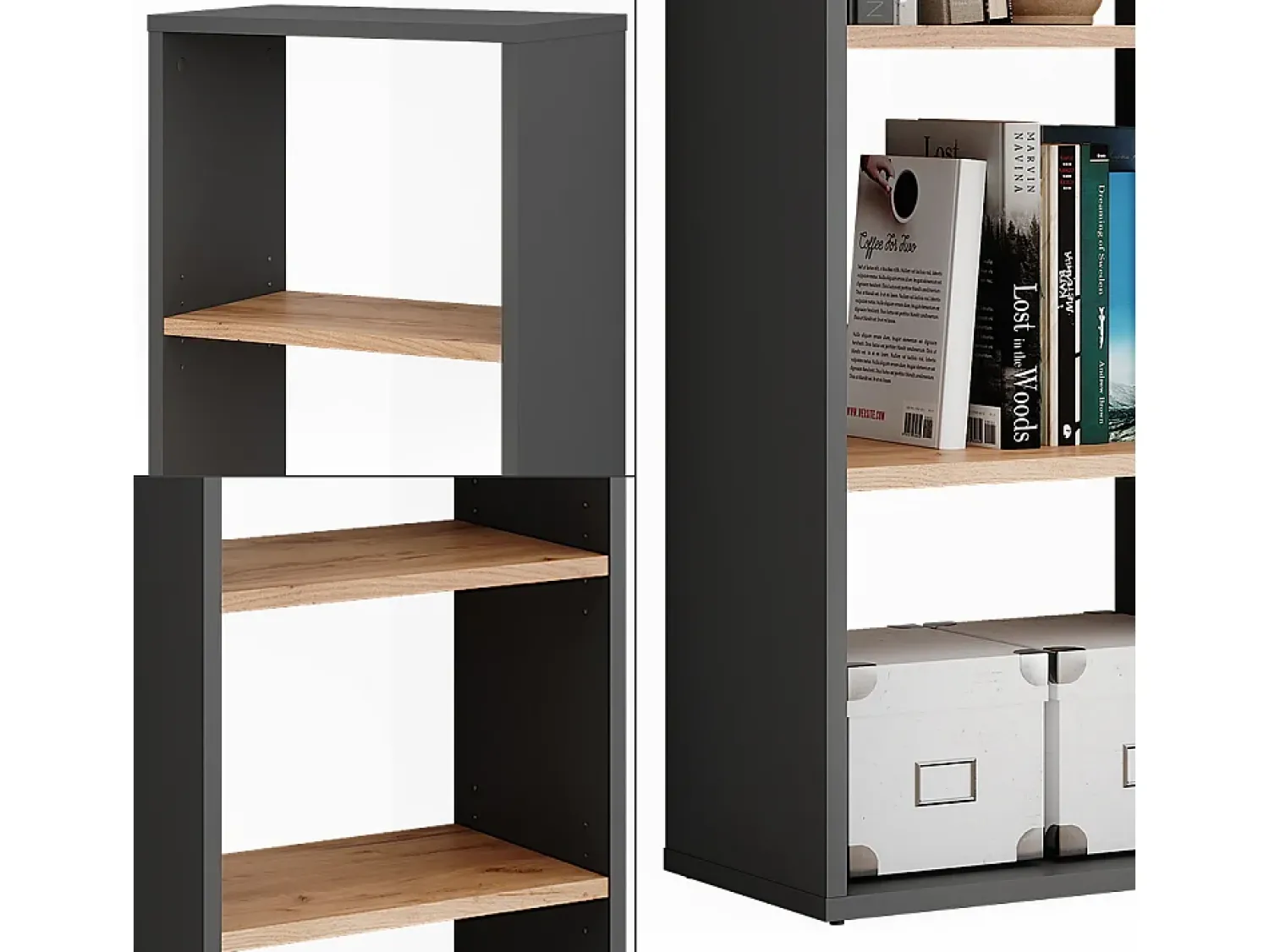 Prateleira*Vicco Standregal carvalho antracite/goldkraft 40x24x90.5 orlando Cinza antracite