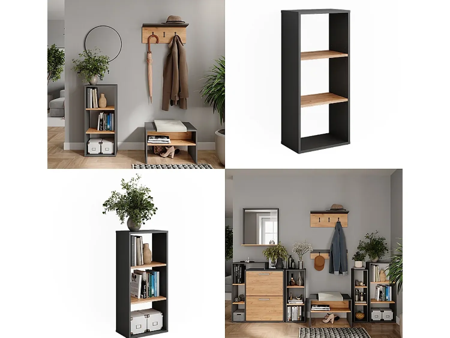 Prateleira*Vicco Standregal carvalho antracite/goldkraft 40x24x90.5 orlando Cinza antracite