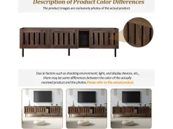 Móvel De Tv| Suporte baixo para TV, 160×40×47 cm, cor nogueira, design vazado, em MDF, para TVs de até 65 polegadas, para sala de estar. Castanho