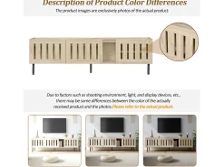 Móvel De Tv* Suporte baixo para TV, 160×40×47 cm, cor natural, design vazado, em MDF, para TVs de até 65 polegadas, para sala de estar. Natural claro