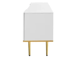Suporte baixo para TV com 2 gavetas e 2 portas, unidade de armazenamento com pés e detalhes dourados, banco de TV^ Móvel De Tv