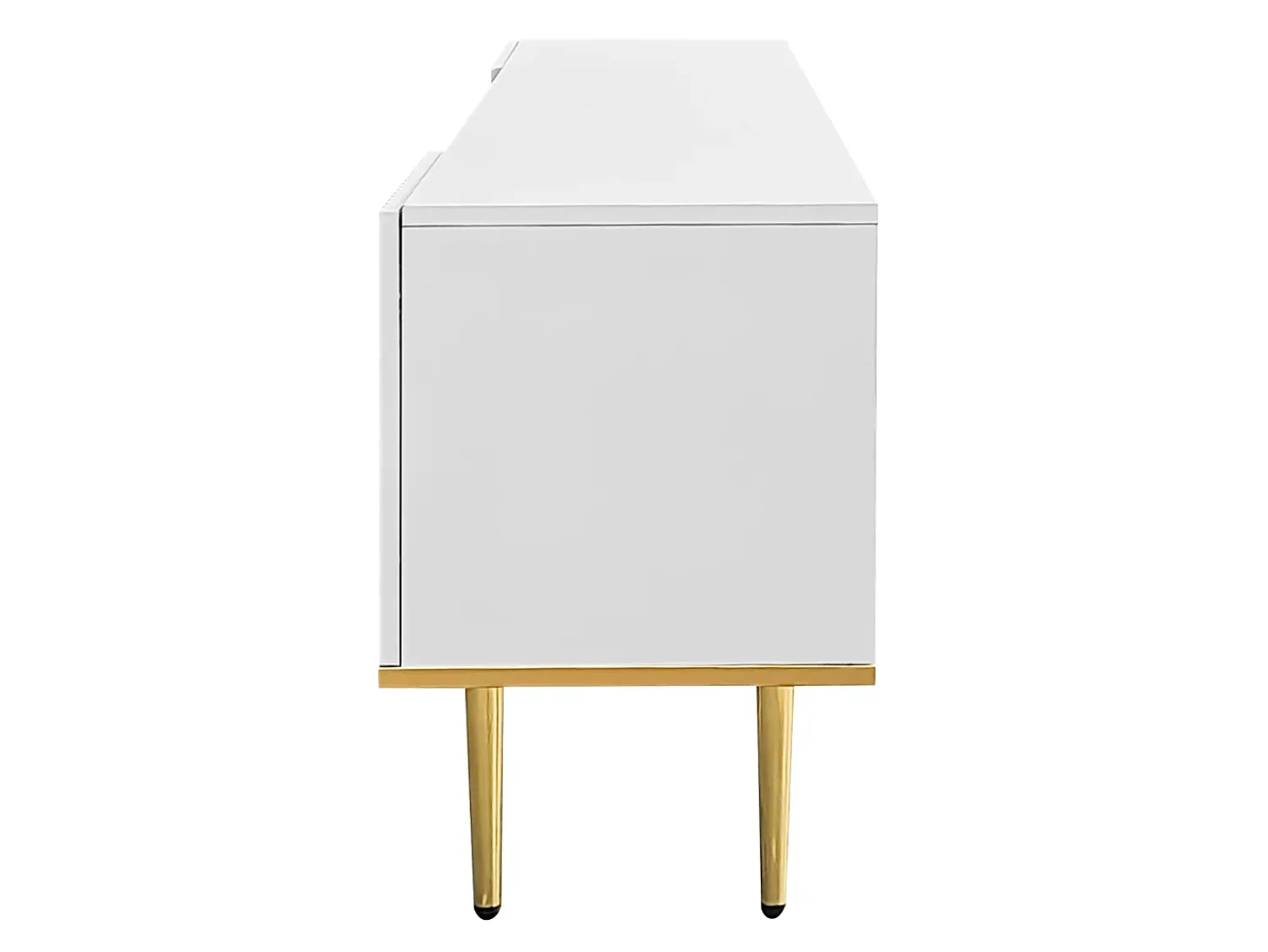 Suporte baixo para TV com 2 gavetas e 2 portas, unidade de armazenamento com pés e detalhes dourados, banco de TV^ Móvel De Tv