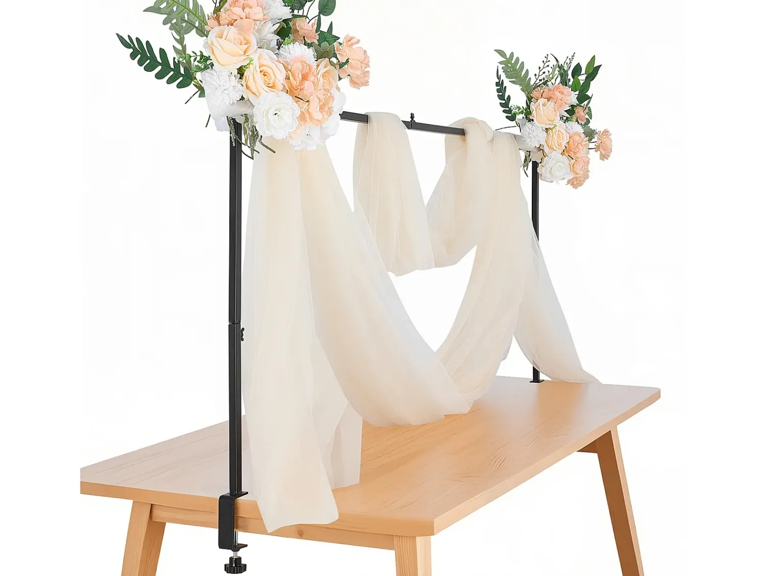 Prateleira* Suporte de Haste de Mesa SucceBuy com Pinças, Suporte de Arco de Mesa, Altura Ajustável 33-107 cm Comprimento Ajustável 71.1-249 cm, Quadro de Arco de Metal Preto