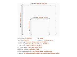 Suporte de Haste de Mesa SucceBuy com Pinças, Suporte de Arco de Mesa, Altura Ajustável 33-106.7 cm Comprimento Ajustável 71.1-249 cm, Quadro de Arco de Metal^ Prateleira