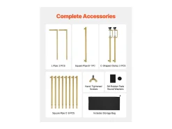 Suporte de Haste de Mesa SucceBuy com Pinças, Suporte de Arco de Mesa, Altura Ajustável 33-107 cm Comprimento Ajustável 71.12-249 cm, Quadro de Arco de Metal^ Prateleira