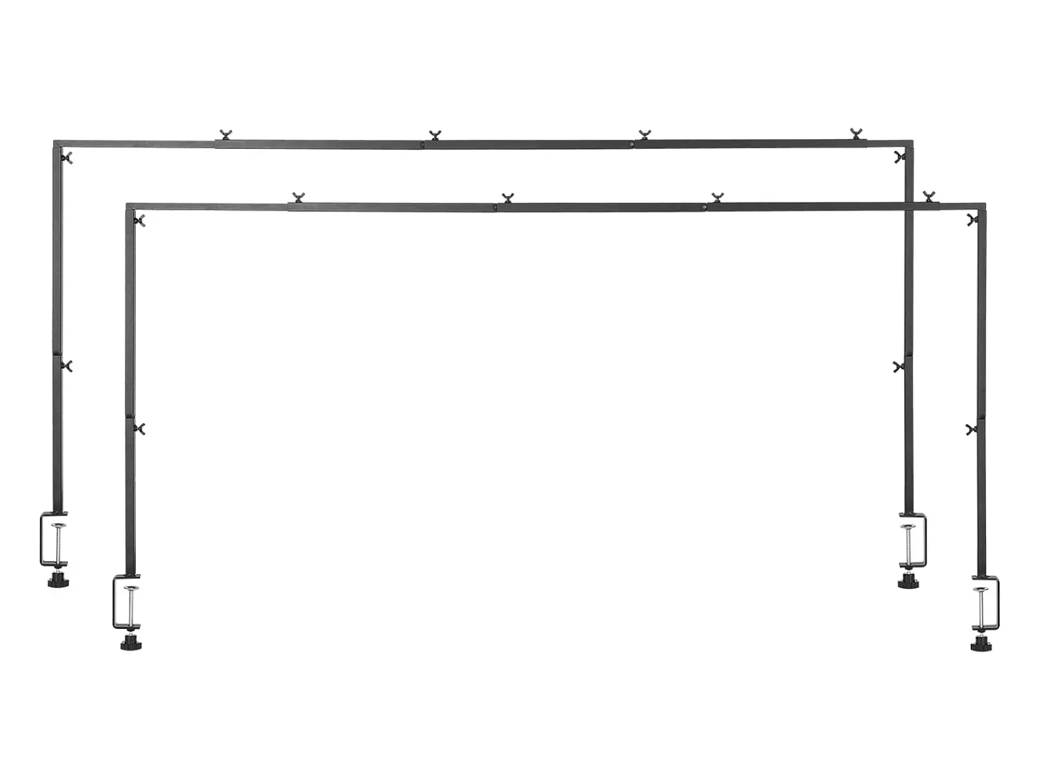 Prateleira* Suporte de Haste de Mesa SucceBuy com Pinças, Suporte de Arco de Mesa, 2 PCS, Altura Ajustável 33-106.7 cm Comprimento Ajustável 71.1-249 cm, Quadro de Arco Preto