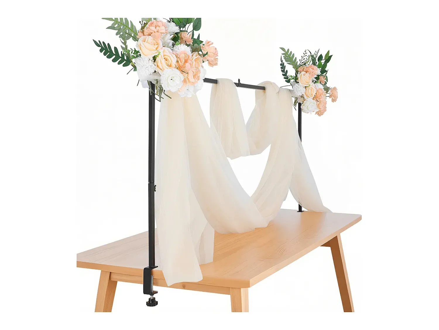 Prateleira* Suporte de Haste de Mesa SucceBuy com Pinças, Suporte de Arco de Mesa, 2 PCS, Altura Ajustável 33-106.7 cm Comprimento Ajustável 71.1-249 cm, Quadro de Arco Preto