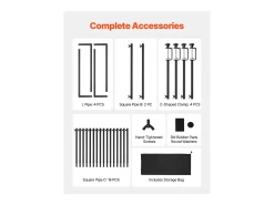 Prateleira* Suporte de Haste de Mesa SucceBuy com Pinças, Suporte de Arco de Mesa, 2 PCS, Altura Ajustável 33-106.7 cm Comprimento Ajustável 71.1-249 cm, Quadro de Arco Preto