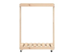 Suporte de lenha c/ rodas 76,5x40x108 cm pinho maciço PT577499^ Acessórios De Arrumação