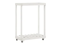 Suporte de lenha c/ rodas 76,5x40x108 cm pinho maciço PT547164^ Acessórios De Arrumação