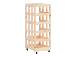 Acessórios De Arrumação| Suporte de lenha c/ rodas 40x49x110 cm pinho maciço PT771263 Natural claro