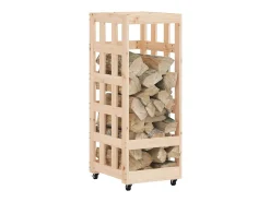 Acessórios De Arrumação| Suporte de lenha c/ rodas 40x49x110 cm pinho maciço PT771263 Natural claro