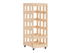 Acessórios De Arrumação| Suporte de lenha c/ rodas 40x49x110 cm pinho maciço PT771263 Natural claro