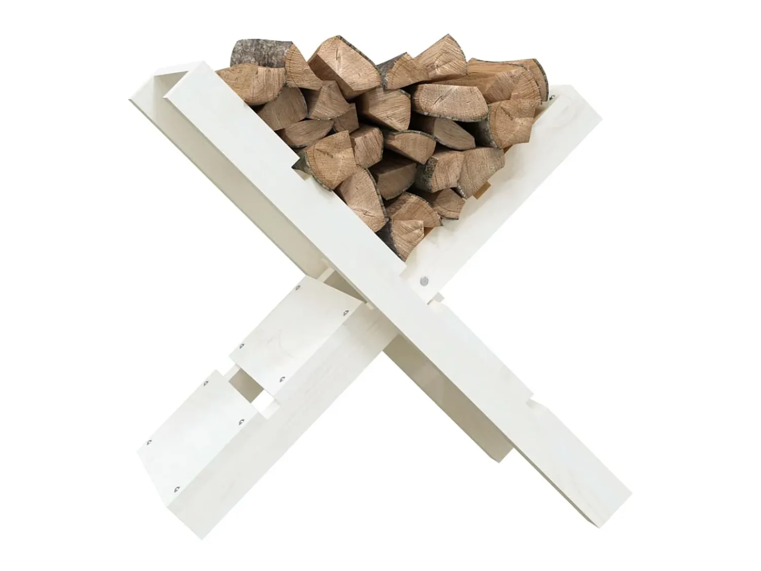 Hot Suporte de lenha 47x39,5x48 cm madeira de pinho maciça PT957281 Branco