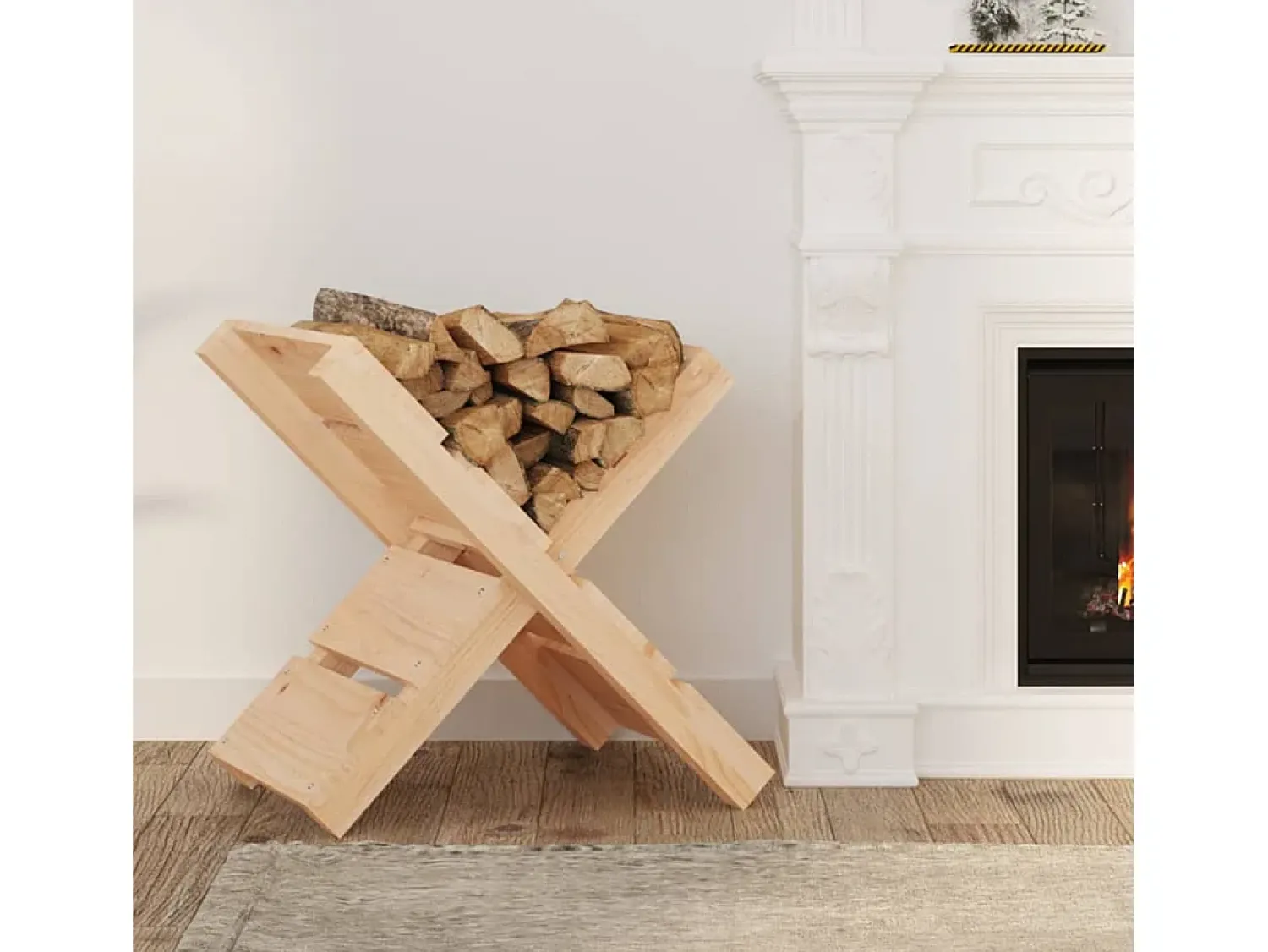 Acessórios De Arrumação* Suporte de lenha 47x39,5x48 cm madeira de pinho maciça PT625594 Natural claro