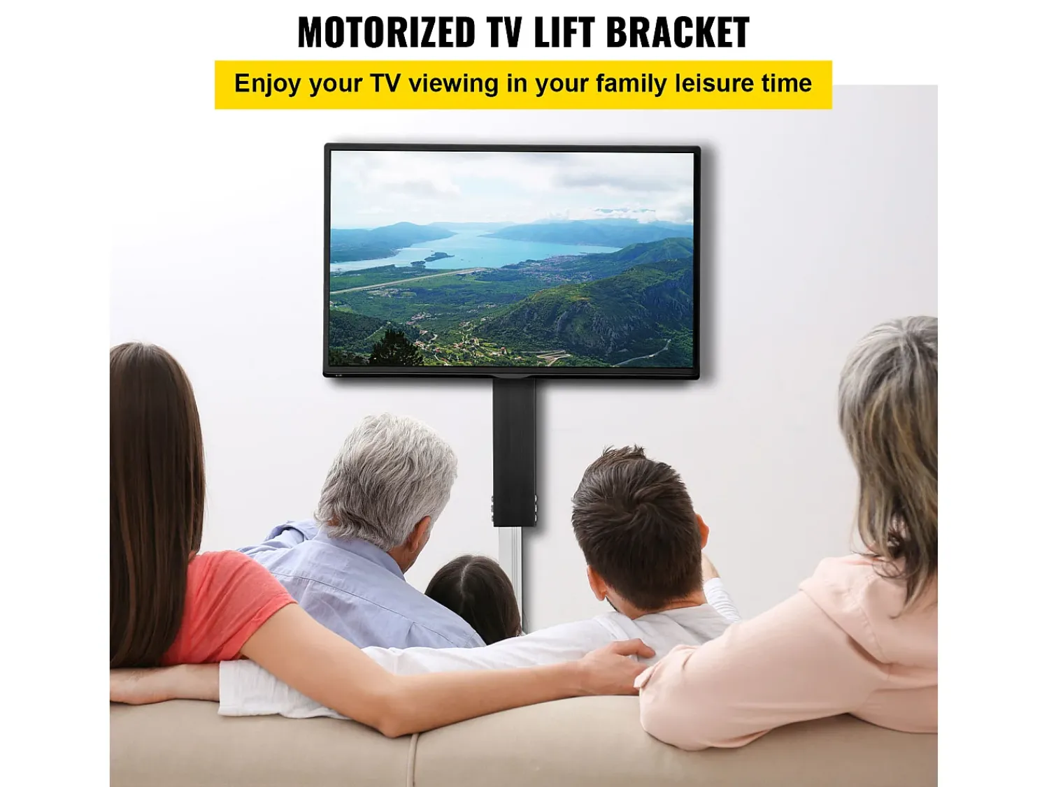 Móvel De Tv* Suporte de Parede Extensível para TV, Suporte de Elevação Motorizado para TV LCD/LED/OLED de 66-152.4 CM, Elétrico, Preto