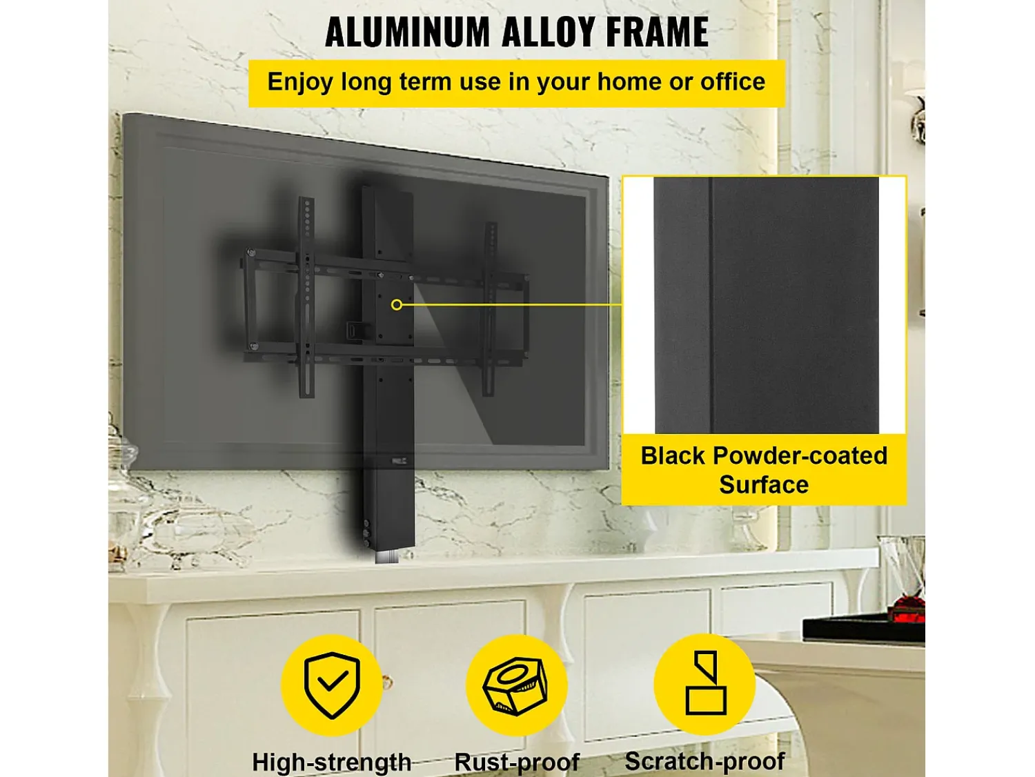 Móvel De Tv* Suporte de Parede Extensível para TV, Suporte de Elevação Motorizado para TV LCD/LED/OLED de 66-152.4 CM, Elétrico, Preto