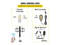 Móvel De Tv* Suporte de Parede Extensível para TV, Suporte de Elevação Motorizado para TV LCD/LED/OLED de 66-152.4 CM, Elétrico, Preto