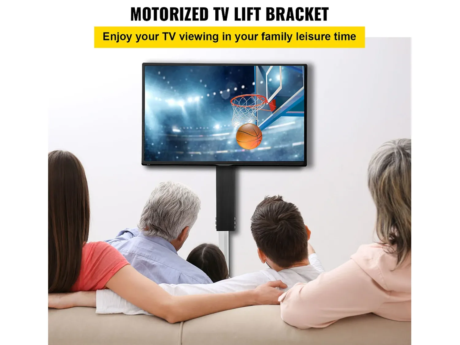 Suporte de Parede Motorizado para TV SucceBuy, Suporte de TV de 71 CM, Suporte Ajustável para TVs de 66 a 145 CM, Comando, Capacidade para 60 KG^ Móvel De Tv