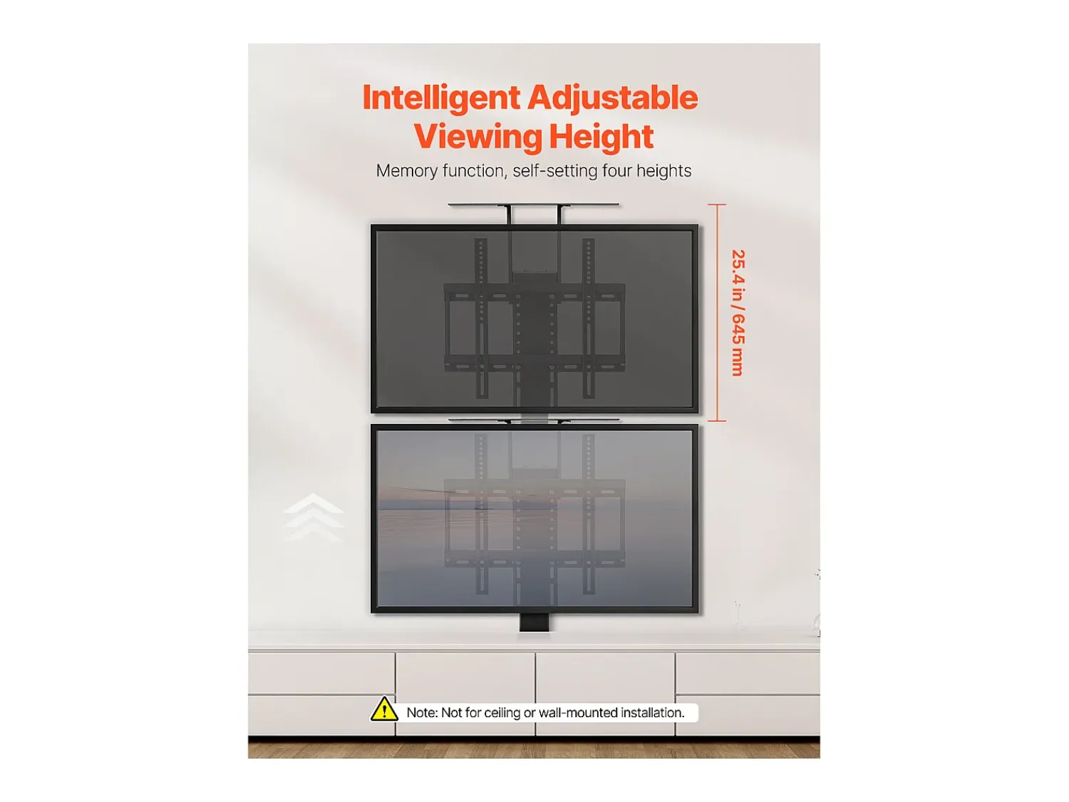Suporte de Parede para TV SucceBuy Suporte de TV Motorizado com Comando, Suporte de TV Elétrico Ajustável para Televisores de 81 a 140 cm (Exceto Caixa) Preto