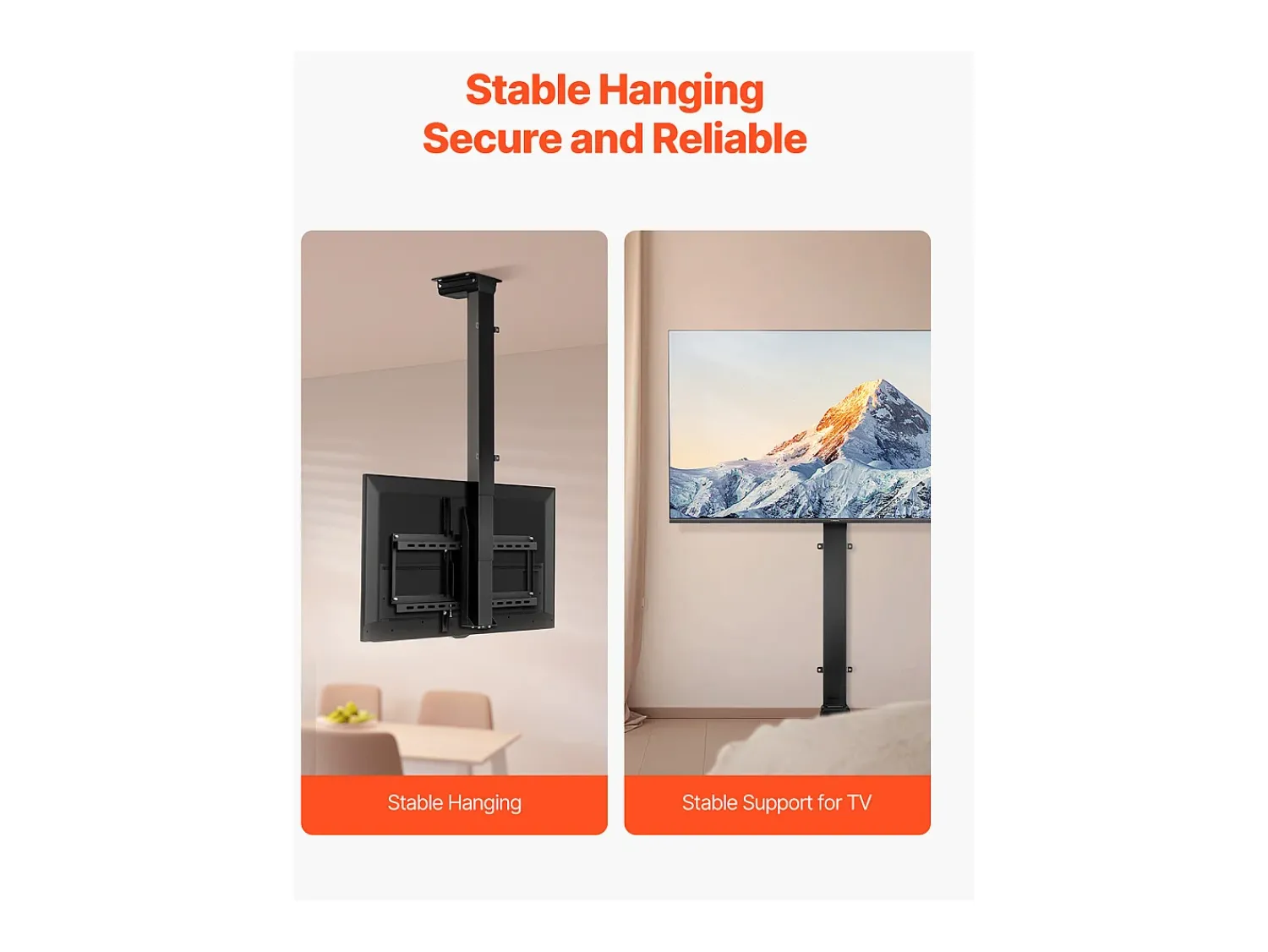 Suporte de Parede para TV SucceBuy Suporte de Teto Motorizado para TV - Ecrã de 81 a 140 cm - Suporte de Teto Ajustável Eletricamente^ Móvel De Tv