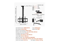 Suporte de Parede para TV SucceBuy Suporte de Teto Motorizado para TV - Ecrã de 81 a 140 cm - Suporte de Teto Ajustável Eletricamente^ Móvel De Tv