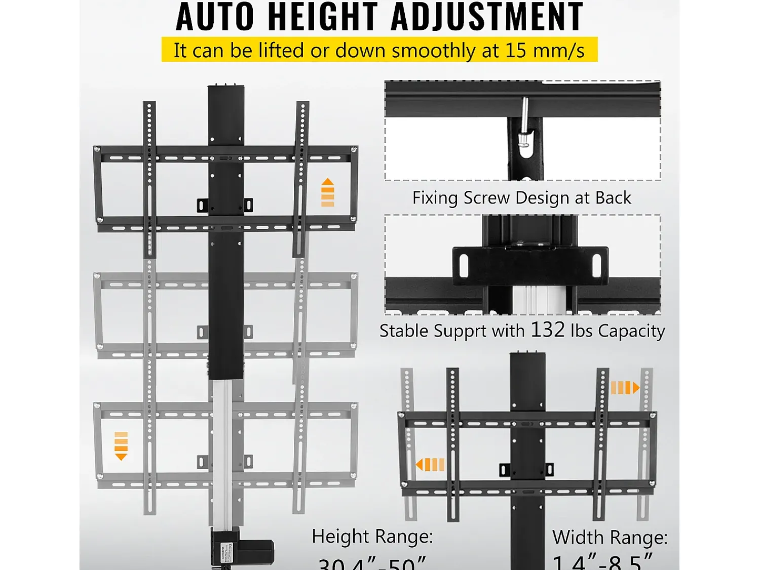 Discount Suporte de Parede para TV SucceBuy Suporte de Elevação Automático para TV 220 V 71 cm com Comando para Uso Doméstico, Preto