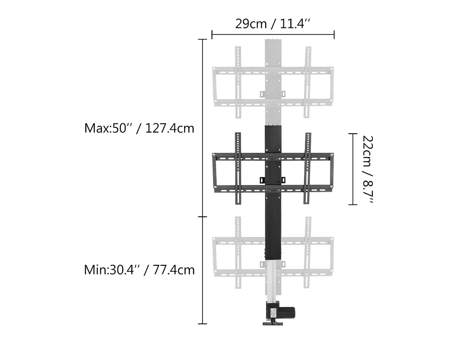 Discount Suporte de Parede para TV SucceBuy Suporte de Elevação Automático para TV 220 V 71 cm com Comando para Uso Doméstico, Preto