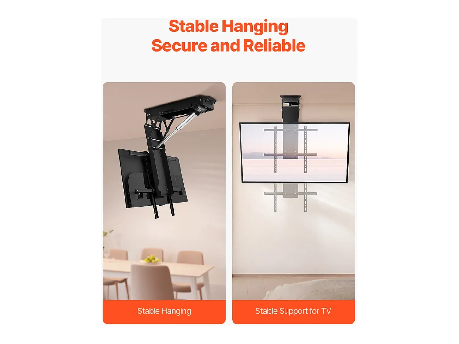 Suporte de Parede para TV SucceBuy Suporte de Teto Motorizado para TV - Dobrável Eletricamente para Ecrãs de 81 a 178 cm^ Móvel De Tv