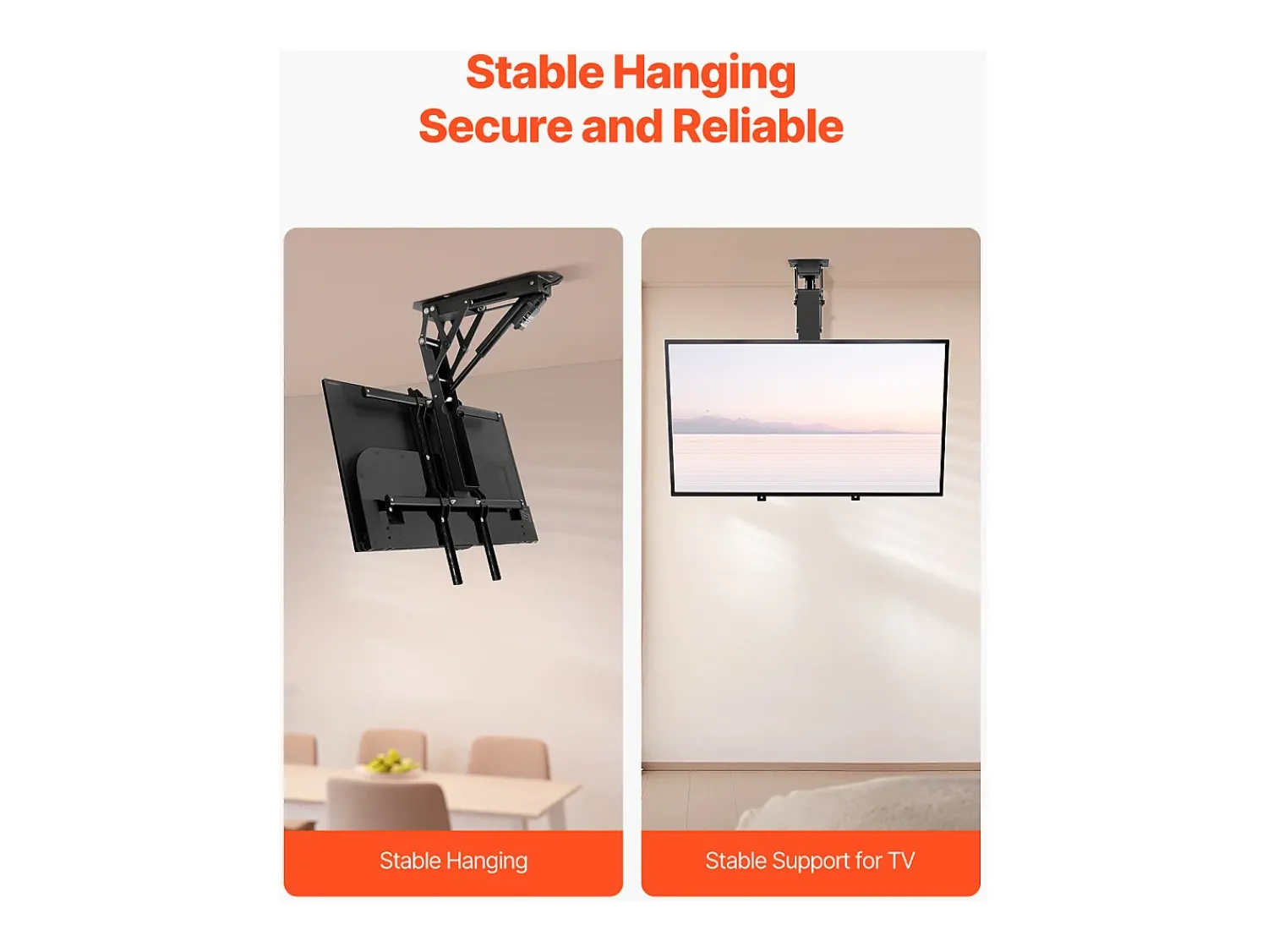 Sale Suporte de Parede para TV SucceBuy Suporte de Teto Motorizado para TV - Dobrável Eletricamente para Ecrãs de 81 a 165 cm Preto