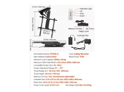 Sale Suporte de Parede para TV SucceBuy Suporte de Teto Motorizado para TV - Dobrável Eletricamente para Ecrãs de 81 a 165 cm Preto