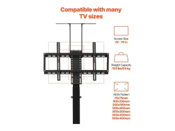 Móvel De Tv| Suporte de Parede para TV SucceBuy Suporte de TV Motorizado com Comando para Ecrãs de 81 a 178 cm, Suporte Motorizado com VESA Máx. 61 x 41 cm Preto