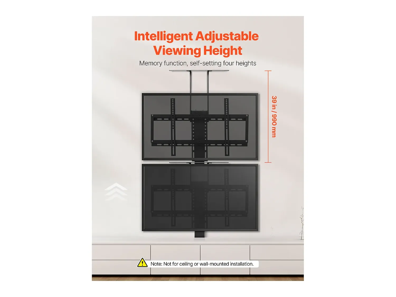 Móvel De Tv| Suporte de Parede para TV SucceBuy Suporte de TV Motorizado com Comando para Ecrãs de 81 a 178 cm, Suporte Motorizado com VESA Máx. 61 x 41 cm Preto