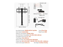 Móvel De Tv| Suporte de Parede para TV SucceBuy Suporte de TV Motorizado com Comando para Ecrãs de 81 a 178 cm, Suporte Motorizado com VESA Máx. 61 x 41 cm Preto