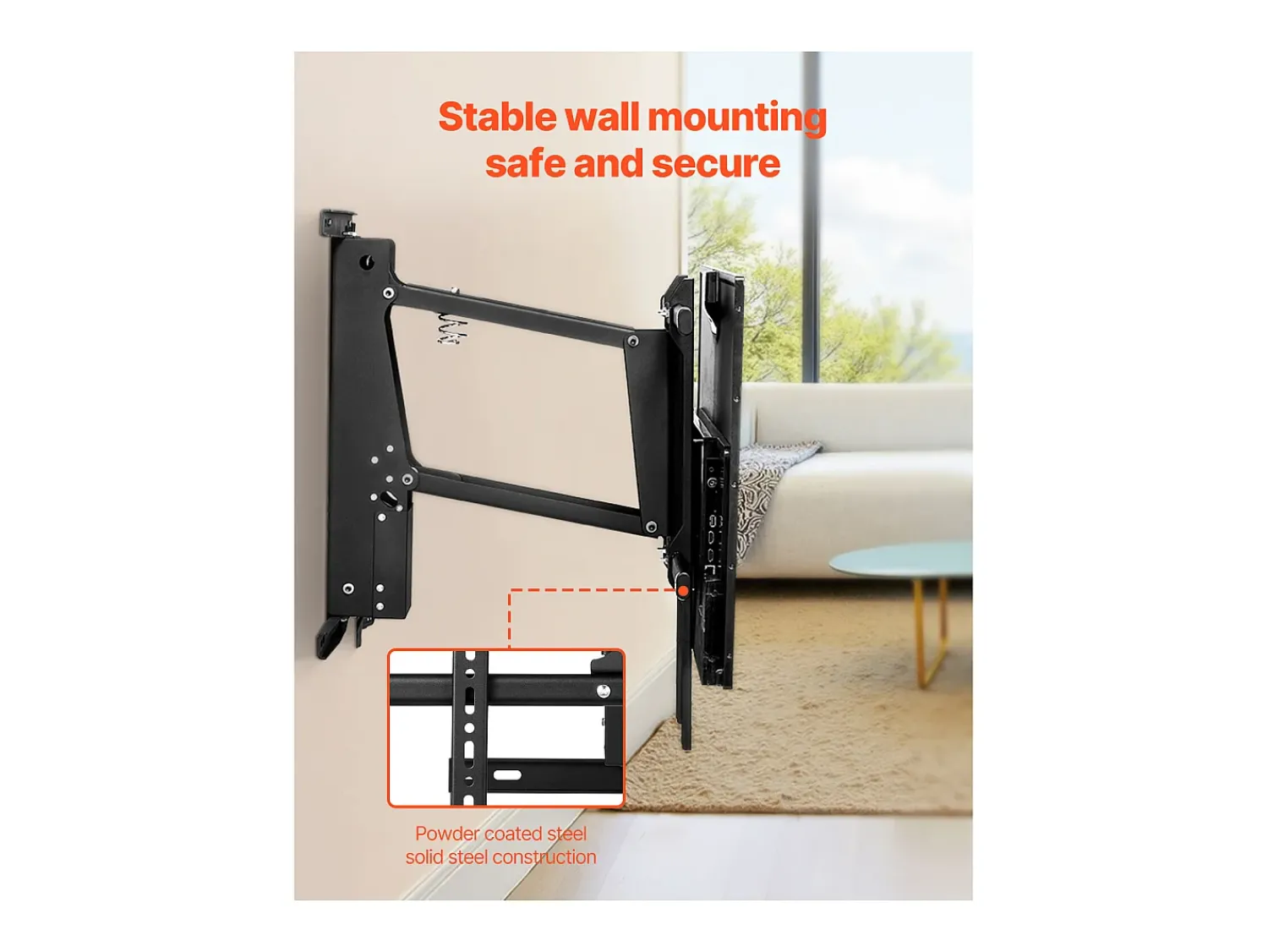Móvel De Tv| Suporte de Parede para TV SucceBuy Suporte de Parede Elétrico Motorizado para TVs de 813 a 1651 mm, Suporte de TV Ajustável Eletricamente com VESA 60 x 60 cm Preto