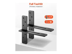 Clearance Suporte de Prateleira Flutuante SucceBuy, 30.48x7.35x30.48 cm, Suportes de Parede Invisíveis em T Resistentes, Conjunto de 2, Capacidade de Carga 90 kg Preto