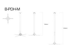 VCM Suporte de teto Beamer | Altura ajustável 76-116 cm | Suporte de projetor extensível | Suporte de teto universal | B-PDH (preto)^ Móvel De Tv