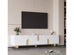 Merax Suporte de TV - 180 x 40 x 44 cm - com 4 portas - pés esféricos - Aglomerado + MDF -^ Móvel De Tv