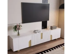 Merax Suporte de TV - 180 x 40 x 44 cm - com 4 portas - pés esféricos - Aglomerado + MDF -^ Móvel De Tv