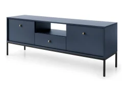 Suporte de TV 2 portas e 1 gaveta com pés de metal preto, 154x56 cm^ Móvel De Tv