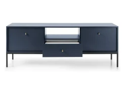 Suporte de TV 2 portas e 1 gaveta com pés de metal preto, 154x56 cm^ Móvel De Tv